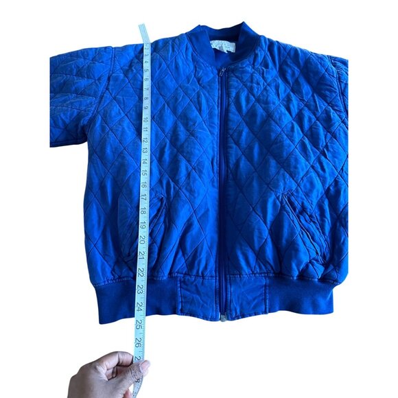 Sophisticates By Jonathan Martin Blue Quilted 100% Silk Bomber Jacket M Retro - Picture 5 of 9